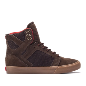 Supra Mens SKYTOP Brown/Gum High Top Shoes | CA-12285